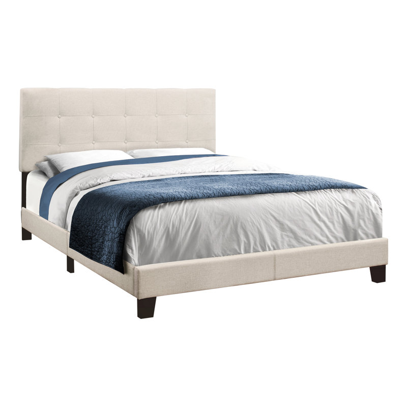 Lit transitionnel avec rembourrage en mousse beige et base de lit rembourrée en mousse pour lit élégant