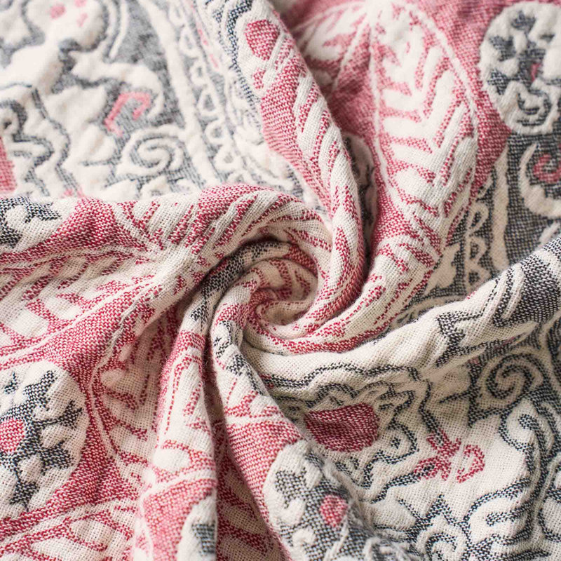 Jeté 100% coton Boho, Paisley Garden Pink