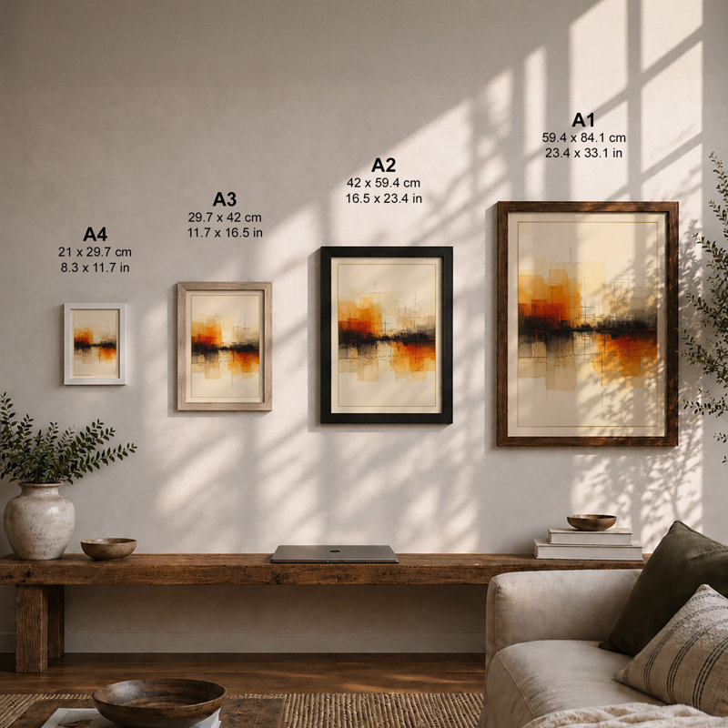Fragmented Skyline Modern - Framed Print, A1 - 84.1 x 59.4 cm, Oak