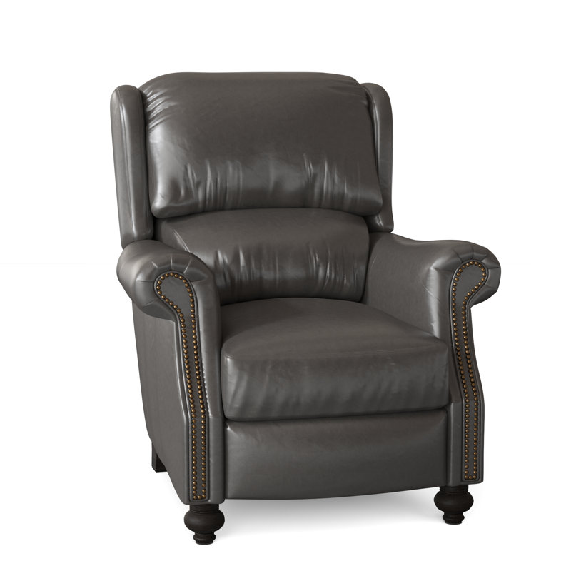 Bancroft Recliner, Aline Fumo Genuine Leather, Cobblestone, French Natural