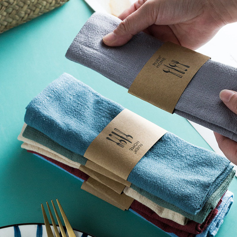 Serviettes de table lavables en coton et lin, Gris