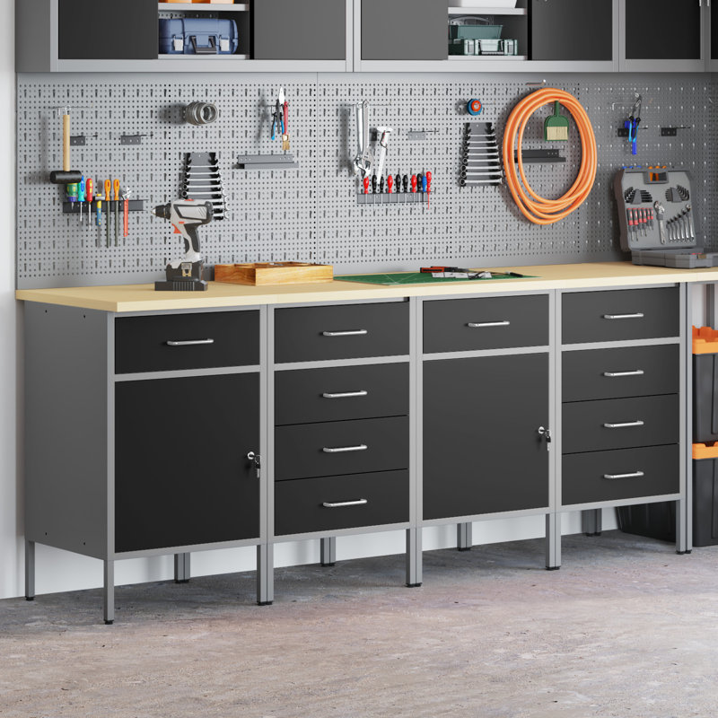 Work Cabinet with Drawer, Black