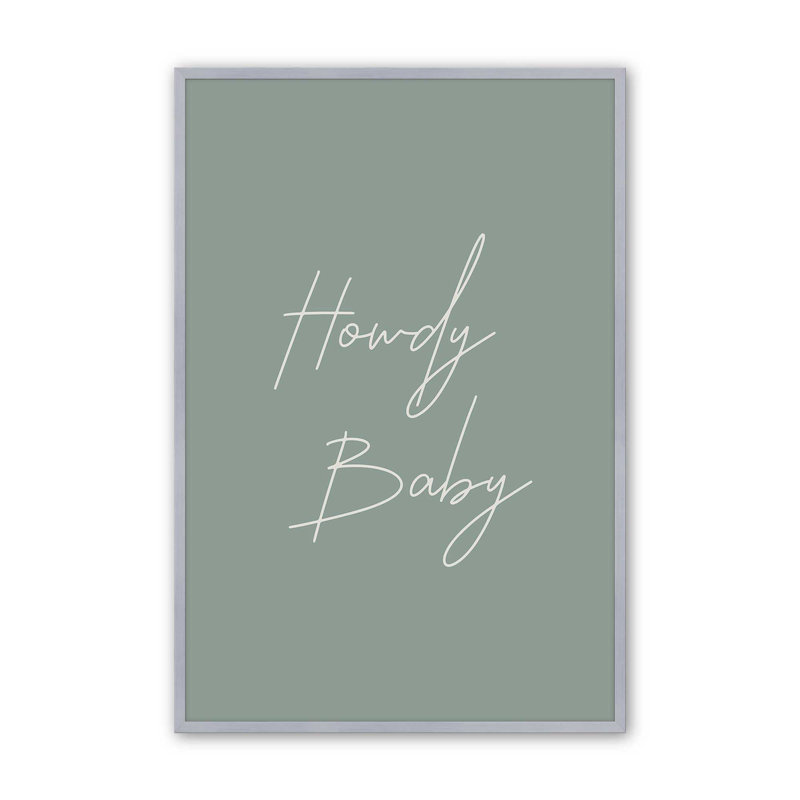Sage Howdy Baby Print, Polished Chrome, 15.25" H x 12.25" W