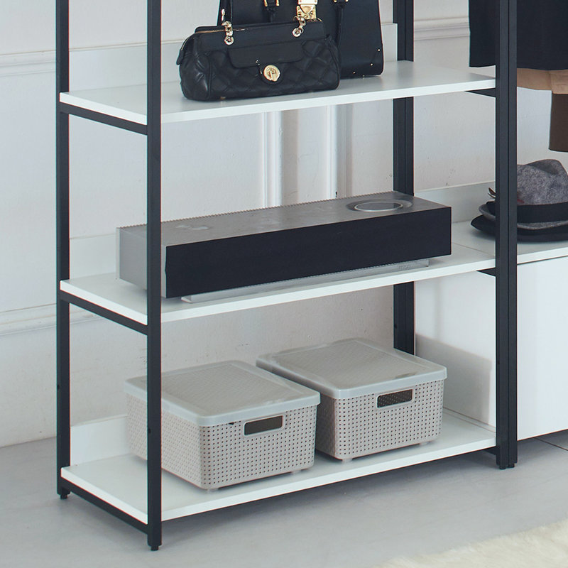 Garde-robe en bois blanche - Structure en métal, options de rangement très profondes, qualité de l'eau et de la chaleur, conception à égratignure, panneau E0, 2 fois plus épais, option d'assemblage modulaire autoportant 3