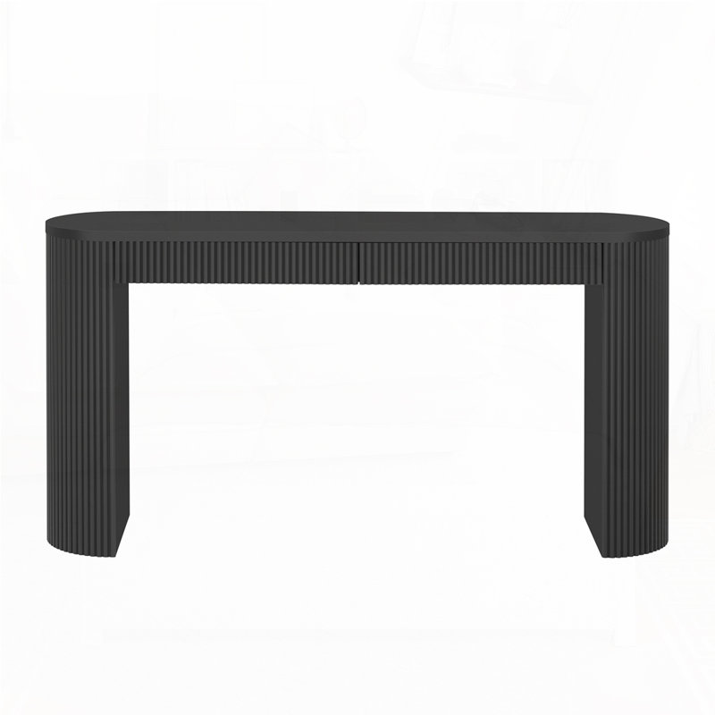 Console Table with Vertical Striped Design,Sled, Black