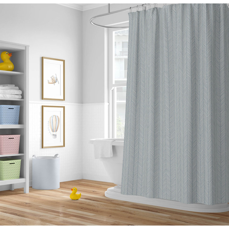 Chevron Stripe Ultra-Thin Lightweight Shower Curtain, Blue/Slate Blue Chevron / Zig Zag 2