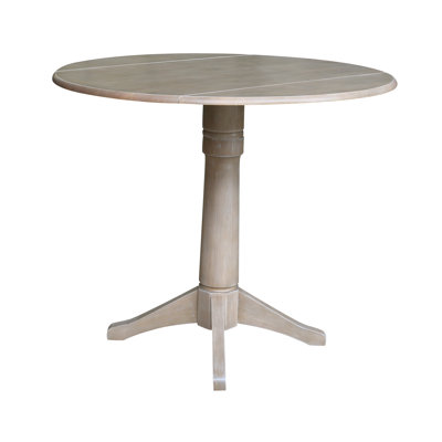42 " Extendable Rubberwood Round Solid Wood Top with Solid Wood Base Dining Table