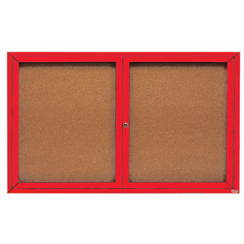Panneau d'affichage mural fermé avec éclairage DEL, Rouge, Deux, H 36 po x l 60 po