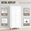 Armoire de rangement en métal avec 2 portes et 4 tablettes réglables - Armoire de rangement à 5 niveaux en acier blanc pour garde-manger à 5 niveaux pour cuisine, salon et salle à manger