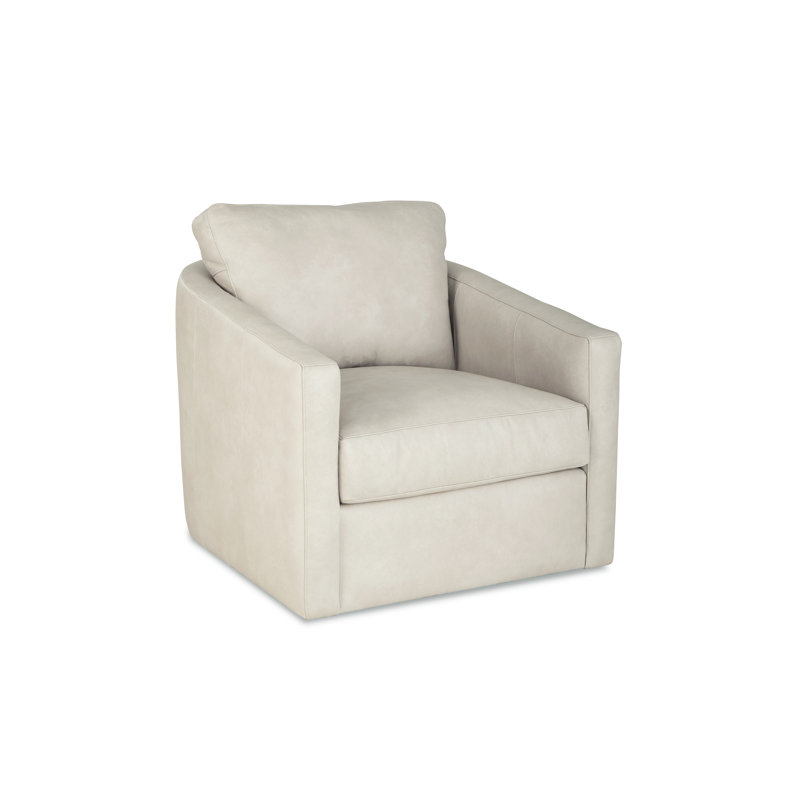 Fauteuil demi-tonneau en cuir Grain 86,36 cm Mccoy, Crème