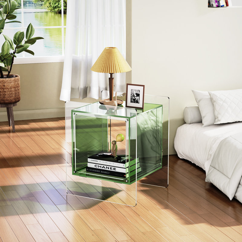 Samuelsson Acrylic Side Table, Nightstand Bedside Table, Green