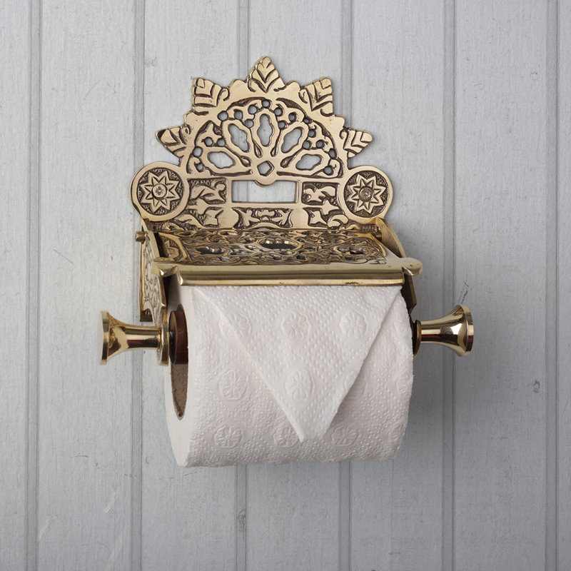 Agir Wall Mounted Toilet Paper Holder, Brass