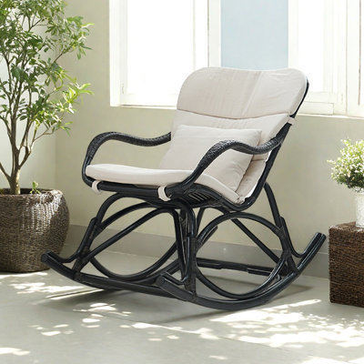 Single Retro Casual Rattan Home Rocking Chair