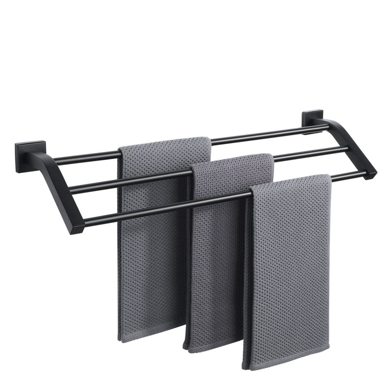 Barre à serviettes murale 24,72 po, Noir mat