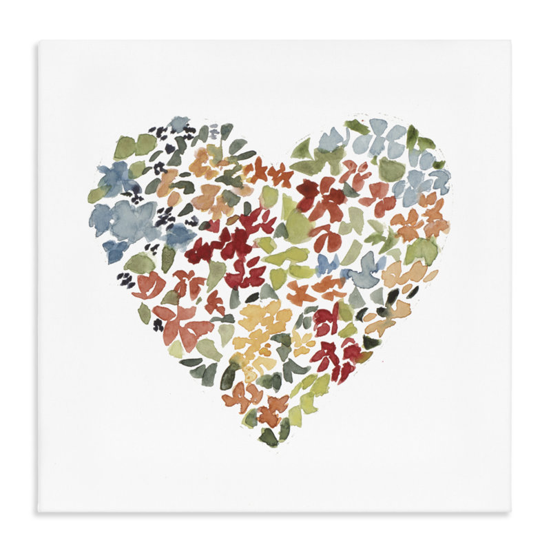 Toile Blooming Earth Tone Heart, conception par Lanie Loreth, H 24 po x l 24 po