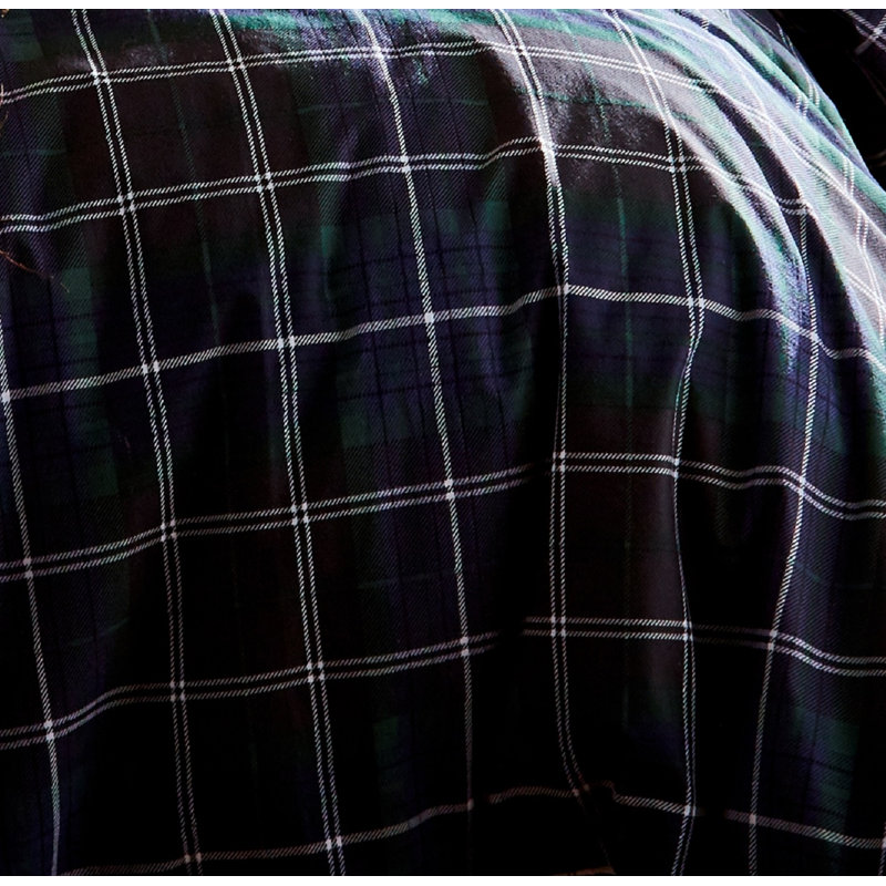 Brushed Cotton Tartan Check Duvet Cover Set, King Duvet Cover + 2 Pillowcases, Navy