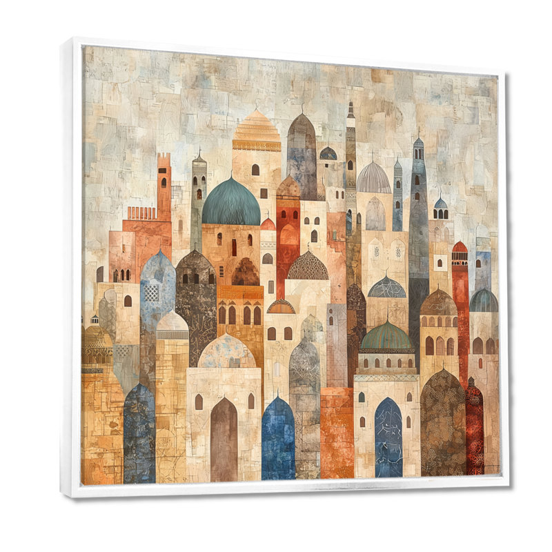 «Luminous Contours Of Old l'Islam City Street I», impression d'art mural paysage de l'Islam, H 30 po x l 30 po, Blanc