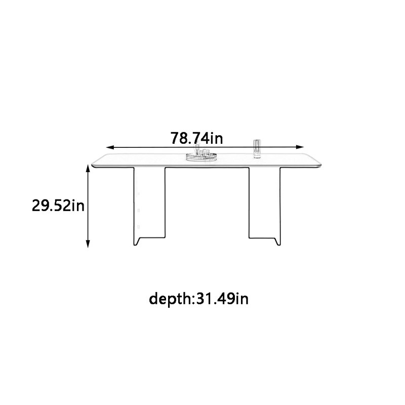 Simple and durable rectangular dining table, 29.52" H x 78.74" L x 31.49" W