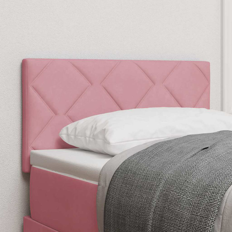  Headboard Wall-Mounted Geometric Manual Velvet, 78cm H x 80cm W x 7cm D, Pink