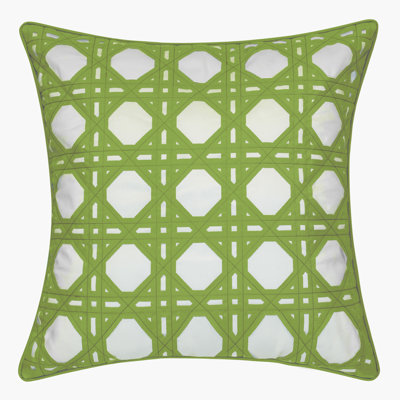 Indoor & Outdoor Rattan Geometric Collection Appliqued Outdoor Throw Pillow