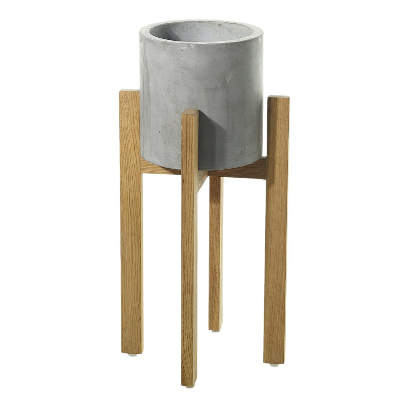 Vase de plancher en pierre gris intérieur/extérieur Tallassee, H 21,75 po x l 10,25 po x P 10,25 po