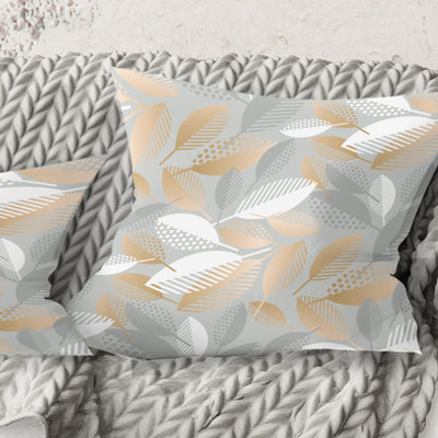 Luxury Geometric Fall Leaves Pattern - ModernPrintedThrowPillow