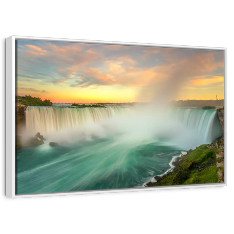 Paysage des chutes du Niagara, Cadre flottant blanc, 46 po x 31 po