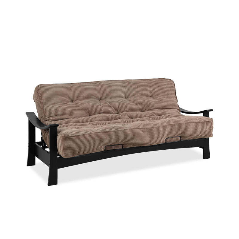 Futon et matelas Mcavoy, Velours côtelé couleur chocolat