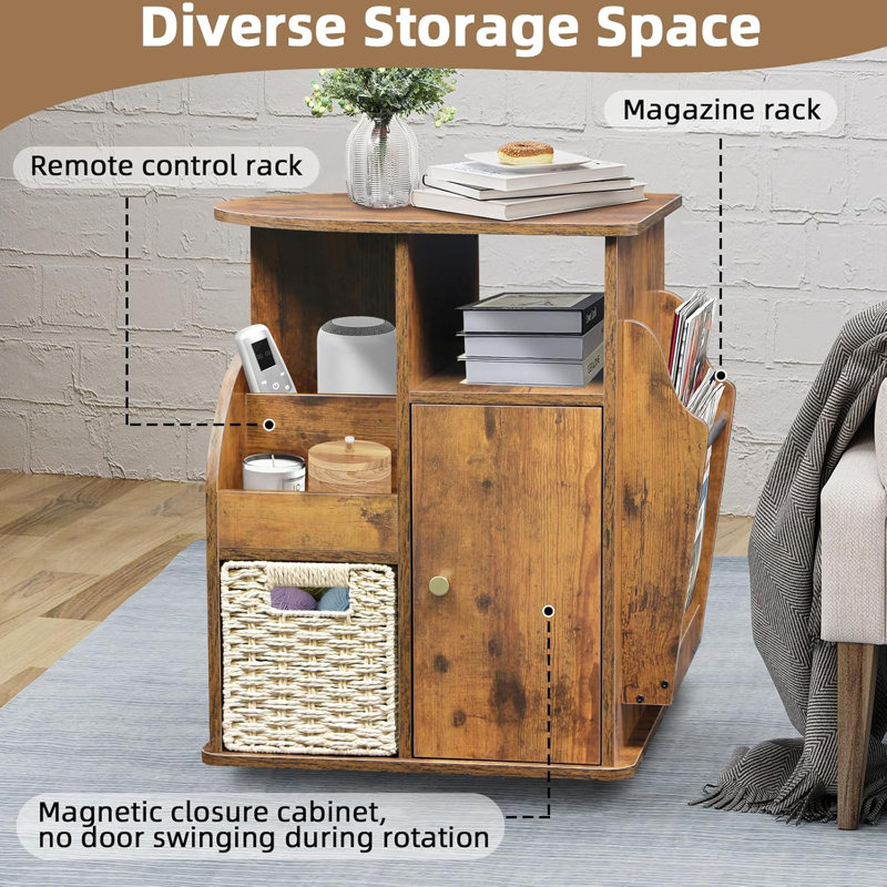 Rotating End Table with Storage