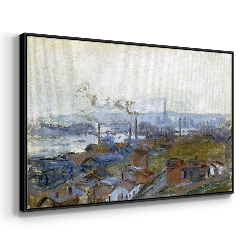 Vue de Rouen vue de la côte Sainte, reproduction d'art sur toile, H 25 po x l 37 po x P 2 po, Noir