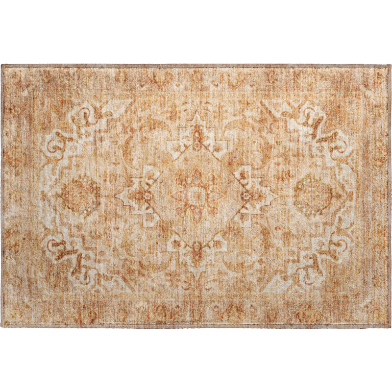 Premium Machine Washable Mayfield AMF2164 global Rug, Rectangle 1'8" x 2'6", Copper