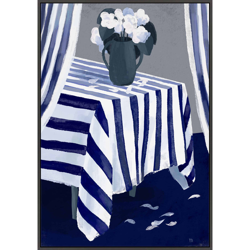 Blue Carpet Painting by Marco Marella For Studio M, 21" W x 30" H, Black Framed Canvas