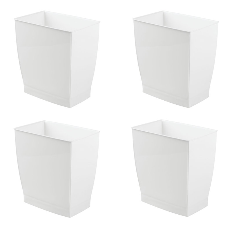 Ensemble de 4 petites poubelles de salle de bain rectangulaires iDesign, Blanc