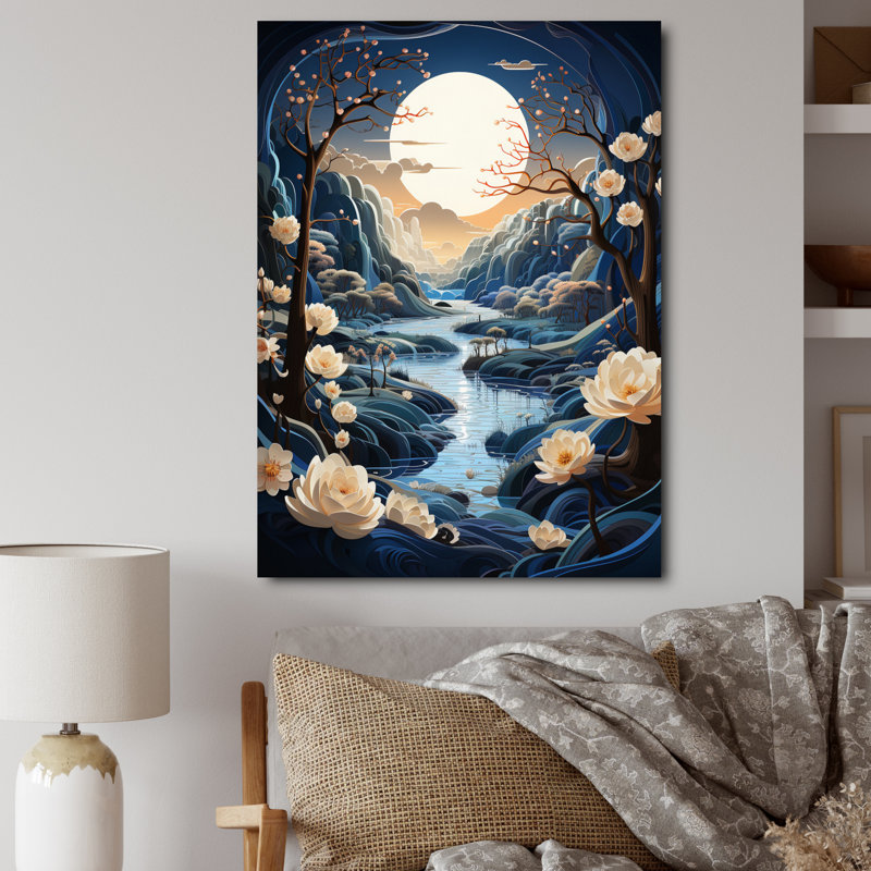 Winters Reflection Papercut I - Paysages, art mural, salon, H 44 po x l 34 po, Cadre photo argenté