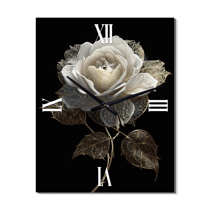 Horloge murale rétro - rose blanche, Petit