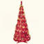 Arbre de Noël pop-up avec 150 lumières DEL blanc chaud, ornements inclus - 4 rubans, arc, fleurs, flocons de neige, pommes de pin et boules - Assemblage facile et décoration de Noël peu encombrante