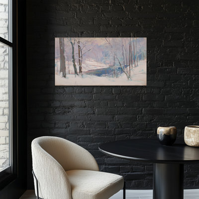  Art mural de Noël scène d'hiver, impressions sur toile de paysage de forêt enneigée pastel doux, décoration murale tranquille pour le salon, affiche de photos de vacances, 48 x 24 pouces