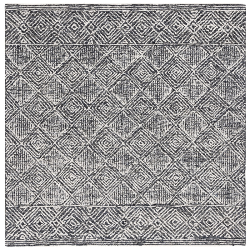 Kaitlee Hand Tufted Wool Pile Geometric Rug, Square 6'