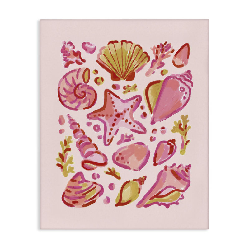  "Pink Sea Life", art mural sur toile par Nina Muis, H 40 po x l 30 po