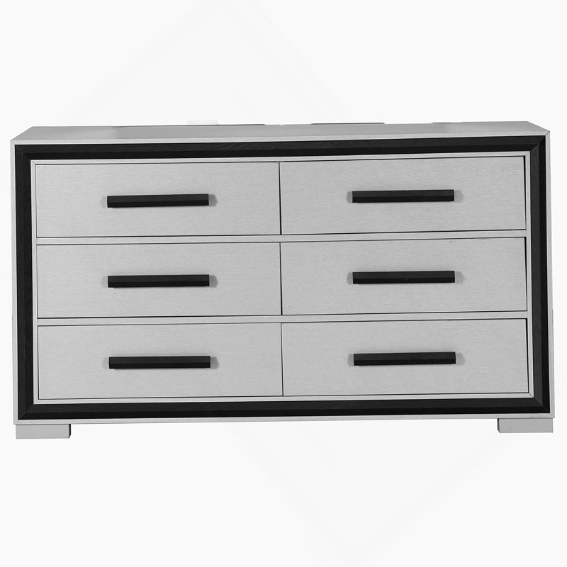Commode avec poignées de tiroir noires élégantes, Noir