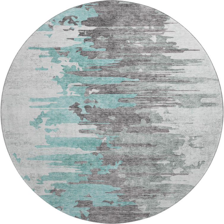 Premium Machine Washable Prisco Teal Rug