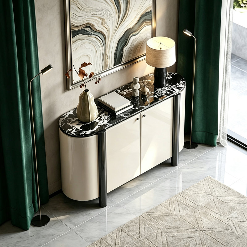 Modern Luxe Marble Top Storage Sideboard