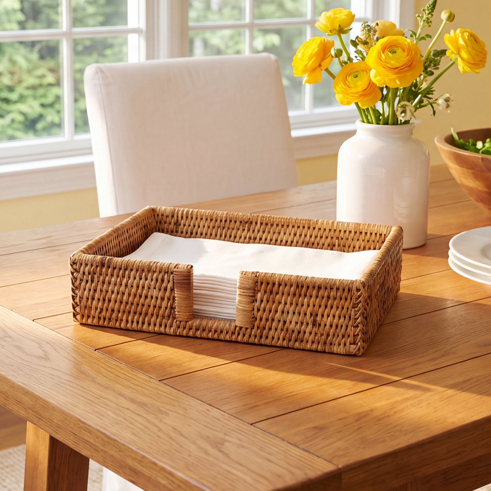 Rattan Guest Towel Napkin Holder, Honey Brown