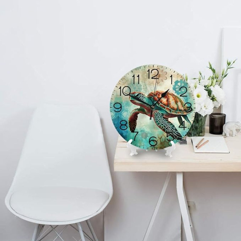 Horloge murale ronde en forme de tortue de mer aquatique