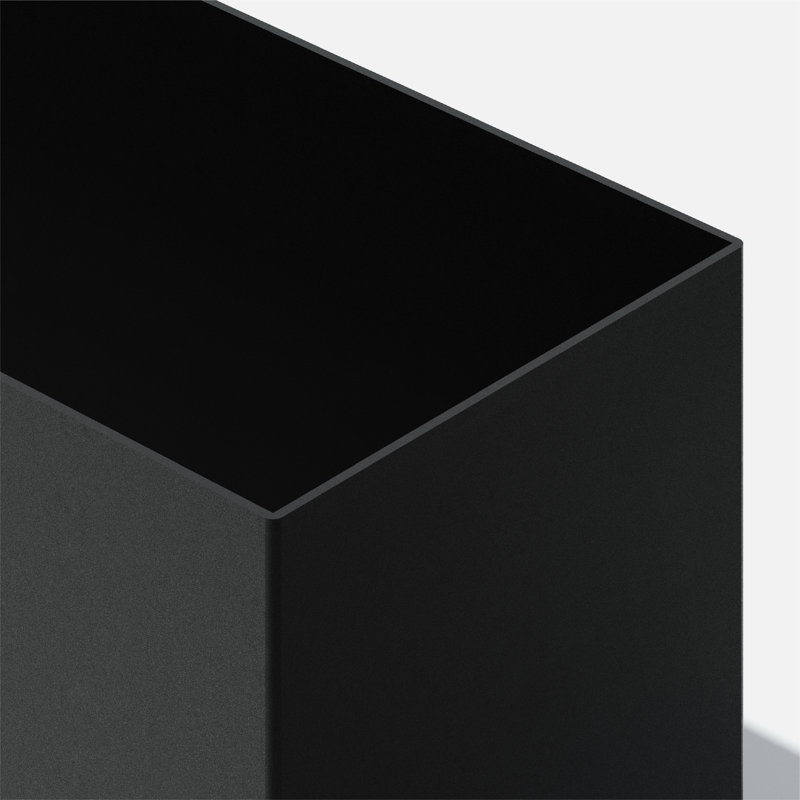 Bac à fleurs en acier galvanisé Geo Series, Noir, H 6 po x l 32 po x P 4 po