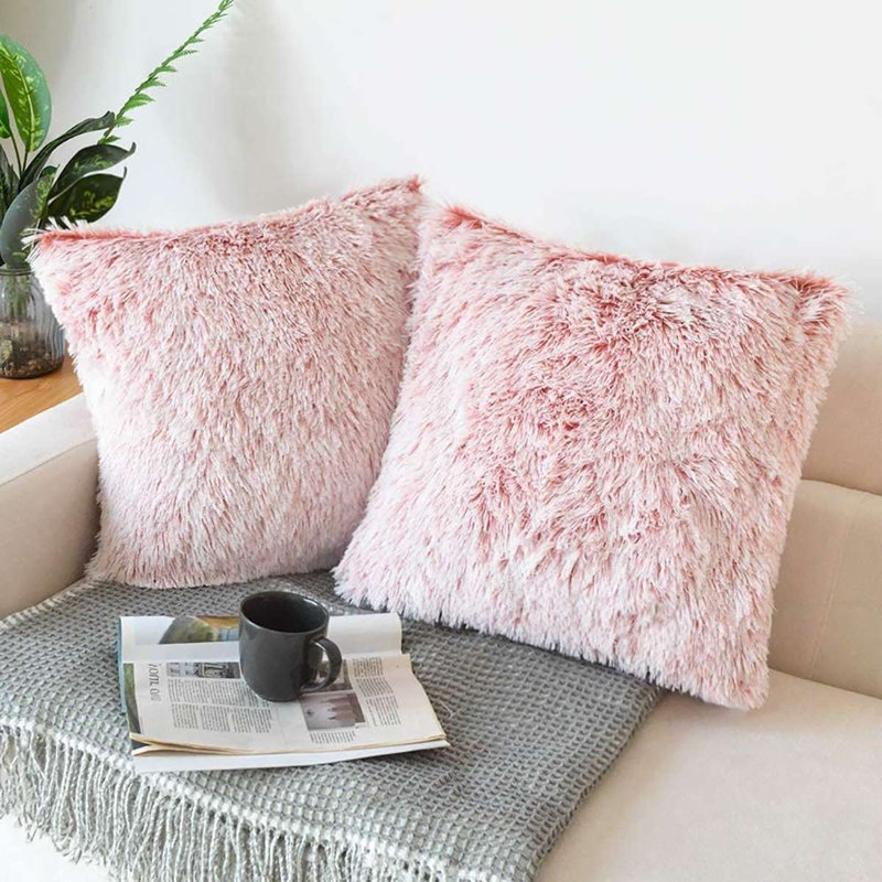 Housse de coussin en fausse fourrure, Rouge