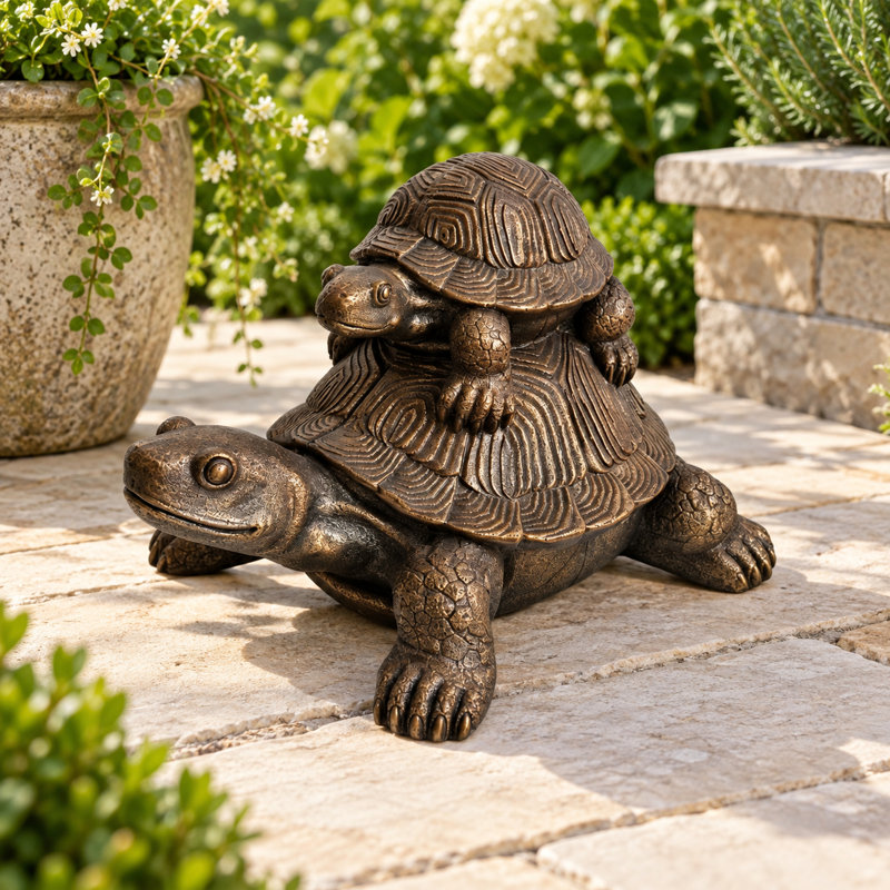 Stacked Tortoise Garden Sculpture