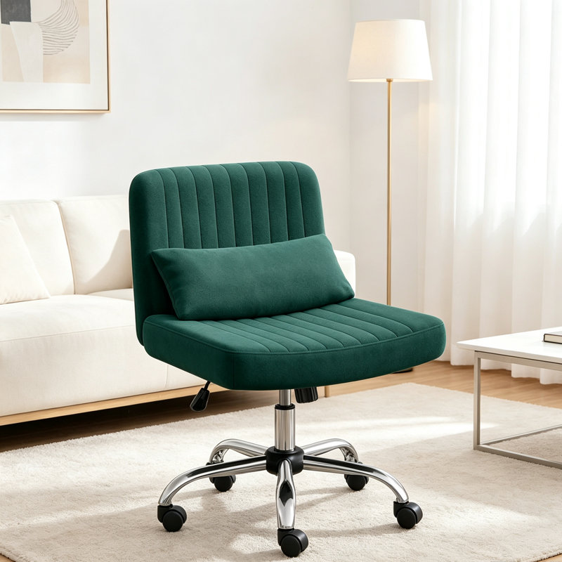 Canora Grey Velvet Criss Cross Chair, Green