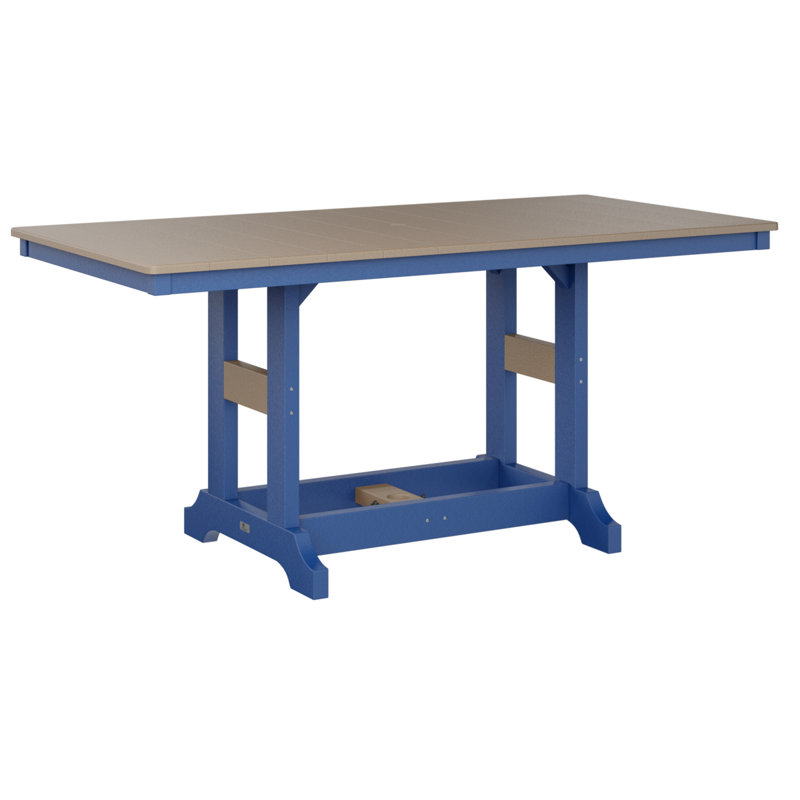 Table de salle à manger à hauteur de comptoir rectangulaire de 66 po Berlin Gardens Garden Classic, Bleu pacifique
