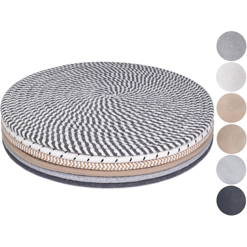 Ensemble de 6 napperons, napperons ronds tissés, sous-plats pour plats chauds et casseroles